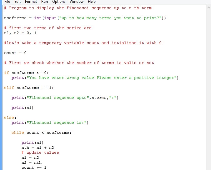 fibonacci series in python