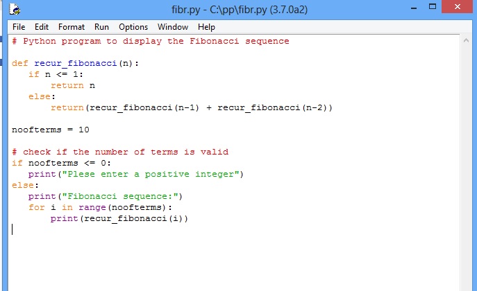 fibonacci series in python