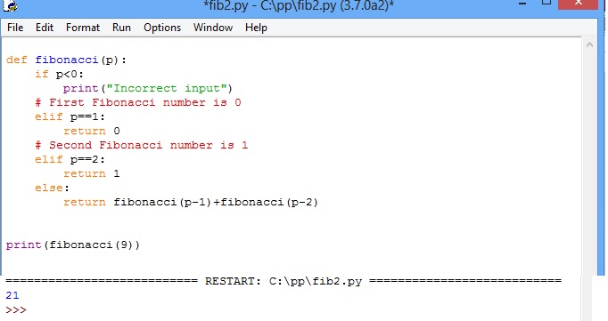 fibonacci series in python