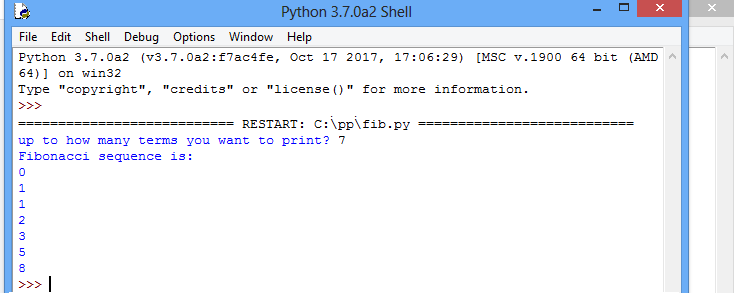 fibonacci series in python