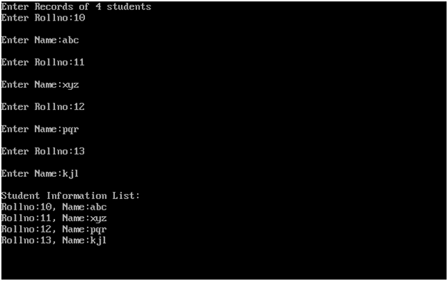 array of structure in c