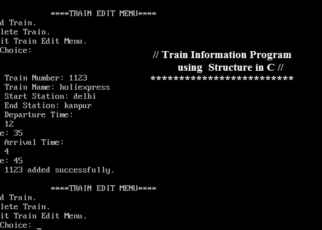 train information program in c