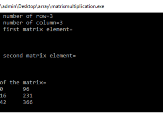 matrix multiplication program in c