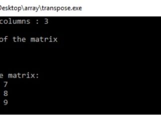 c program to find transpose of a matrix