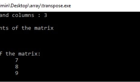 c program to find transpose of a matrix
