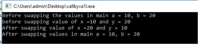 call by value method in c