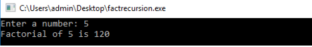c program to find factorial using recursion